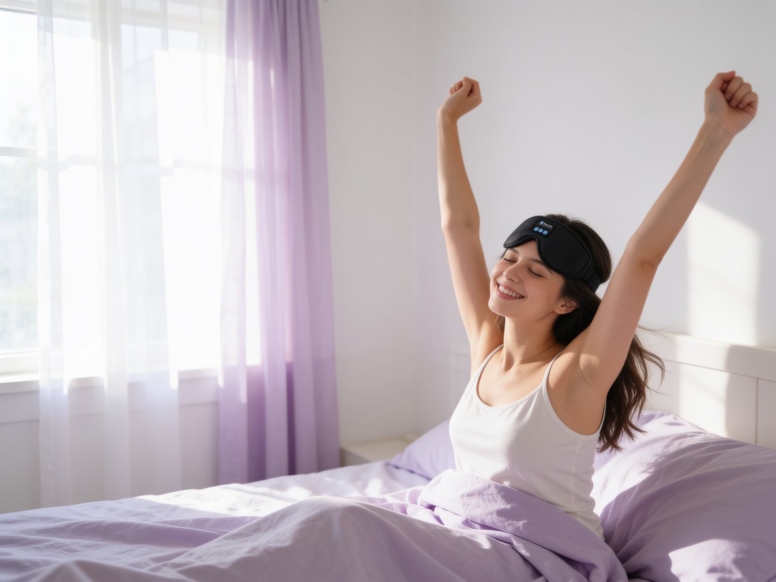Woman waking up refreshed